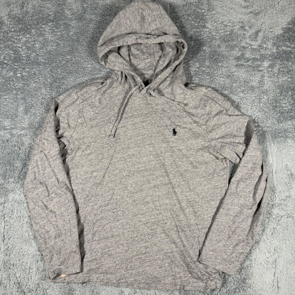 Polo Ralph Lauren Lightweight Hoodie Gray Chest Pony Mens SIze Medium